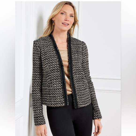 Talbots BRECKENRIDGE TWEED JACKET Women's Black and White Tweed Jacket size 16 - Picture 1 of 12